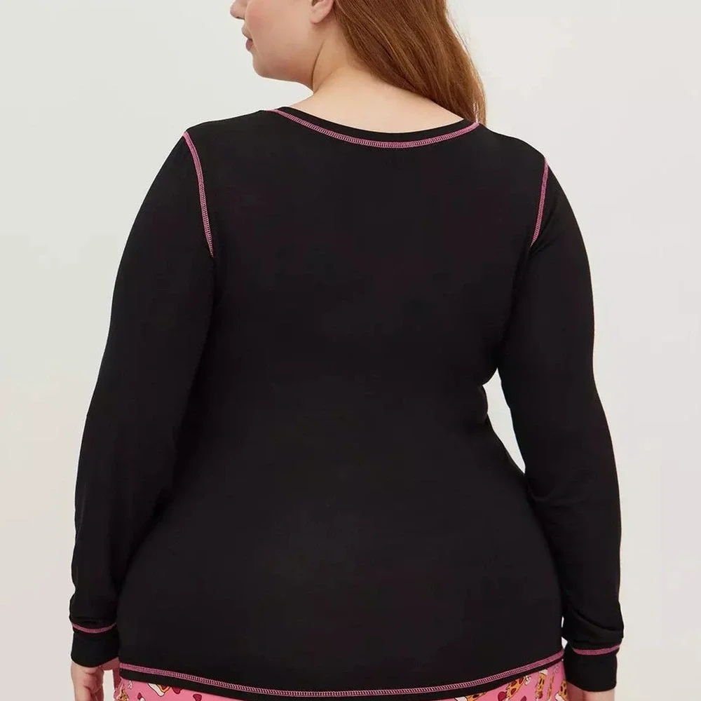 Torrid 1 (1X 14/16) Skeleton Skull Pizza True Love Super Soft Pajama Sleep Tee‎